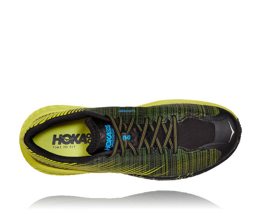 Zapatillas Trail Hoka One One Hombre - Evo Speedgoat - Negras/Verde - LME408931